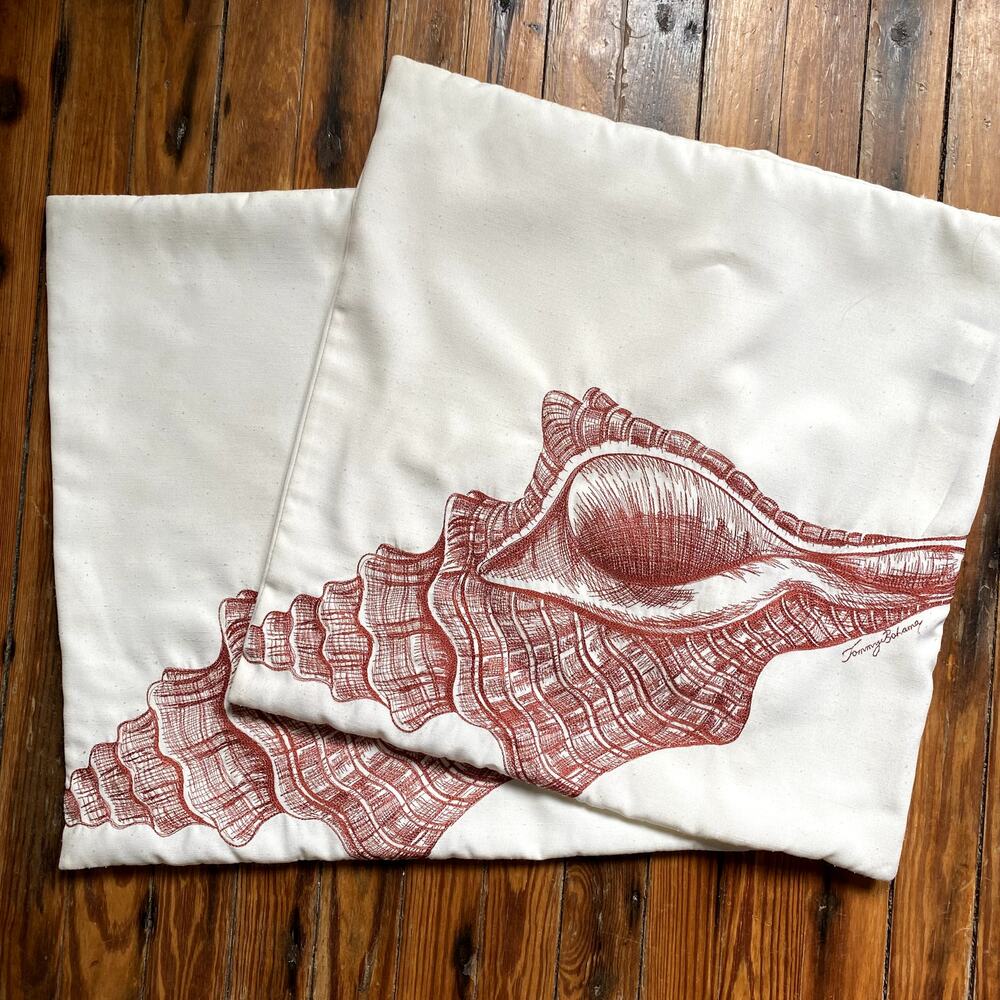 2 Tommy Bahama Home Embroidered 20 Sq Pillow Covers